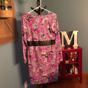 Tracy Negoshian purple floral swirl dress size M